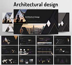 PPT/PPTX模板－酷黑风格的建筑类数据汇报模板：Architectural Design